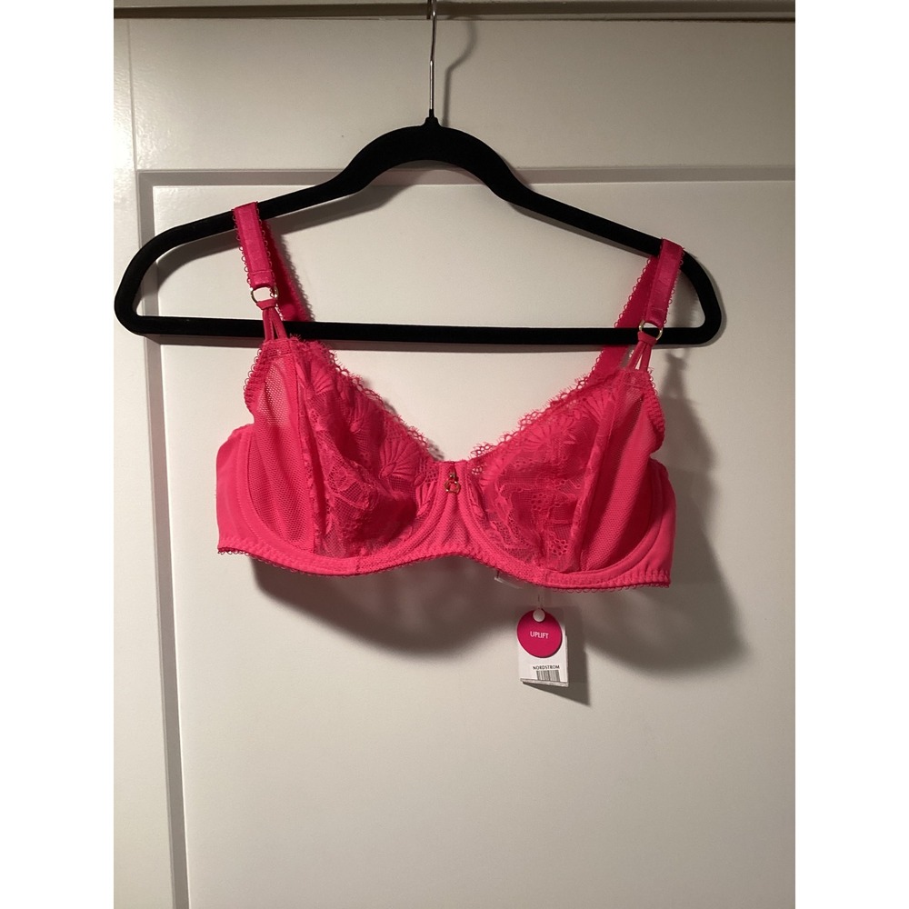 Freya Fascinate Underwire Plunge Bra Hot Pink Lace Mesh AA403107 34DDD